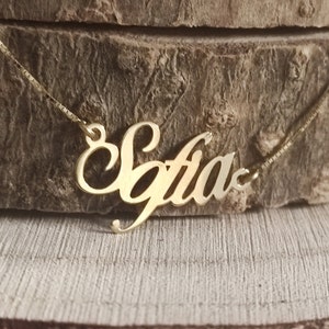 14k Solid Gold Name Pendant, Custom Name Necklace, Personalized Initial Necklace, 14k Solid Gold Pendant