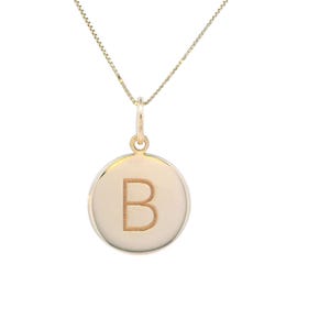 Collar con inicial de oro de 14 k, colgante minimalista B, joyería con letra de oro personalizada, regalo único para ella y para uso diario