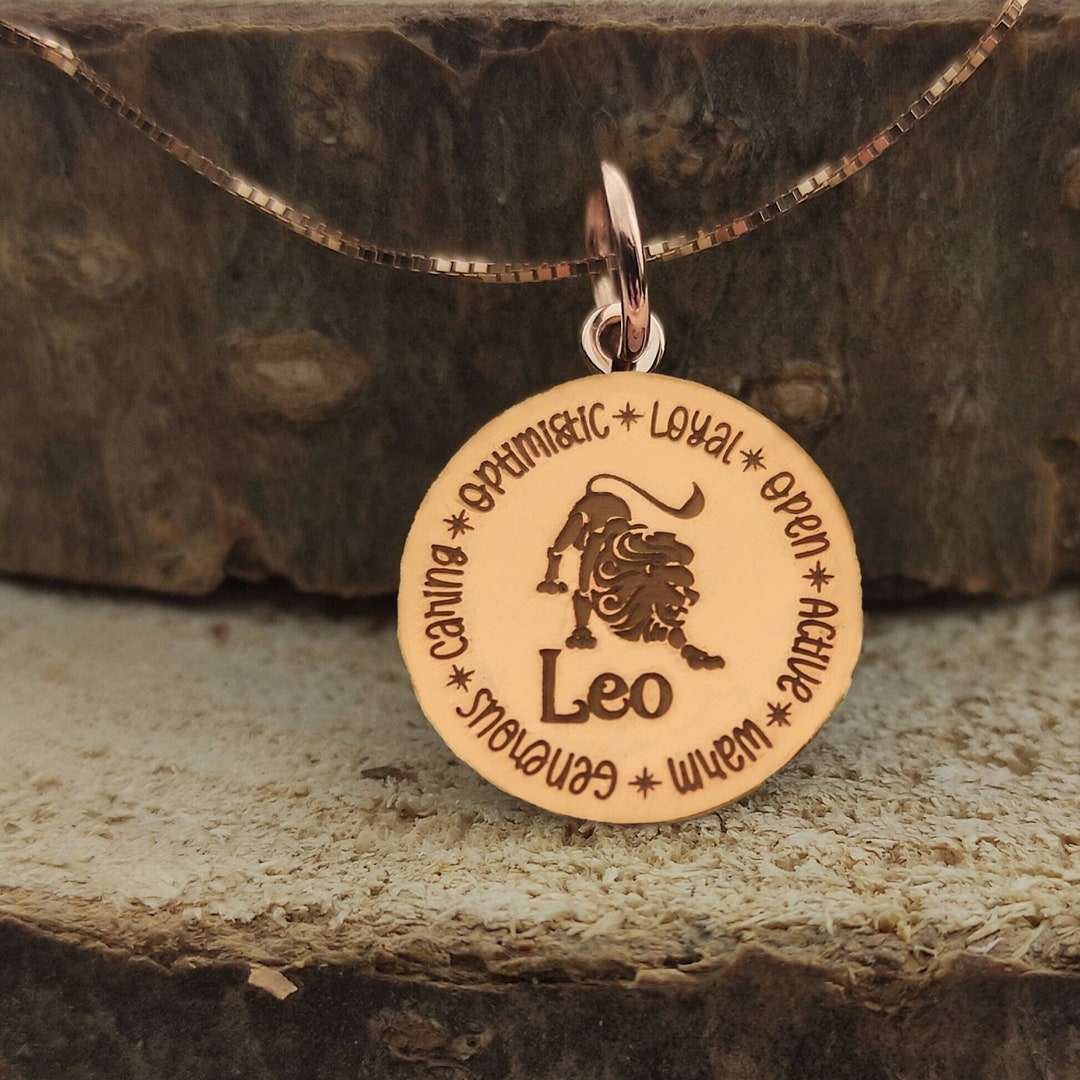14K Solid Gold Leo Pendant, Personalized Charm, Gold Leo Necklace