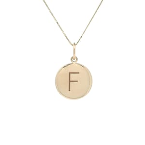 Collar con inicial de oro de 14 k, colgante minimalista con F, joyería con letras de oro personalizadas, regalo único para ella y para uso diario