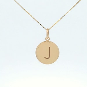 Collar con inicial de oro de 14 k, colgante minimalista con J, joyería con letras de oro personalizadas, regalo único para ella y para uso diario