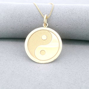 14k Solid Gold Yin Yang Necklace, Gold Pendant, Spiritual Jewelry, Sacred Yin Yang Jewelry, Spiritual Gold Necklace