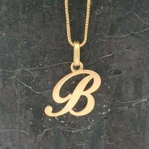 Collar con inicial de oro de 14 k, colgante minimalista B, joyería con letra de oro personalizada, regalo único para ella y para uso diario