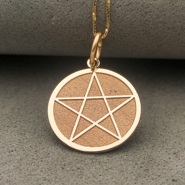 14k Gold Pentacle Necklace, Gold Pentacle Pendant, Sacred Jewelry, Protection Pendant, Meditation Necklace