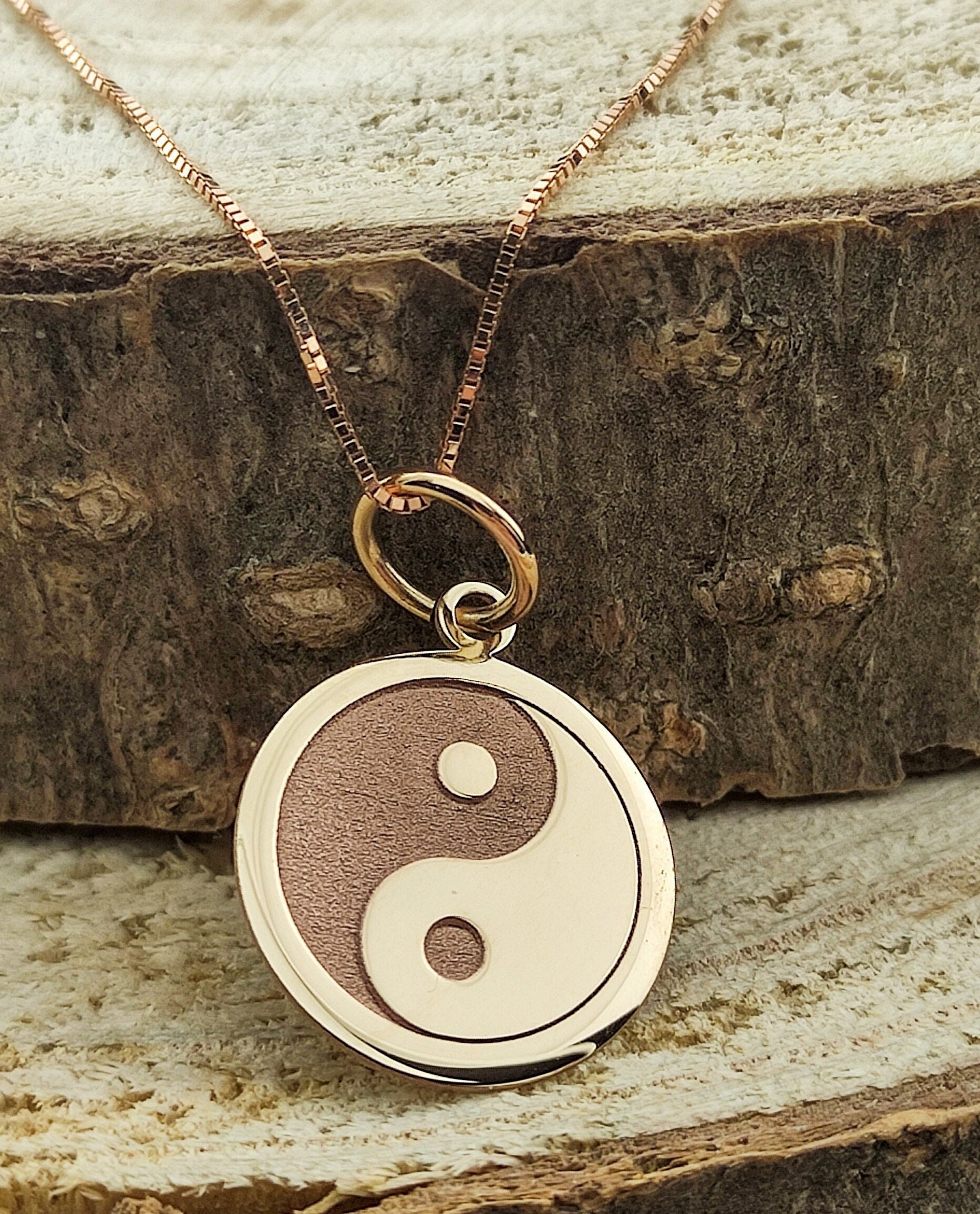 14k Solid Gold Yin Yang Necklace, Personalized Yin Yang Pendant, Gold Yin Yang Necklace, Gift