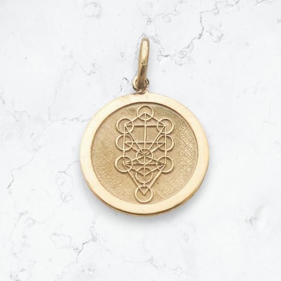 14k Solid Gold Kabbalah Pendant – Sacred Jewish Necklace, Protection Jewelry, Spiritual Gift for Her