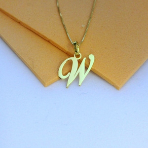 Collar con inicial de oro de 14 k, colgante minimalista con letra W, joyería personalizada con letras de oro, regalo único para ella y para uso diario