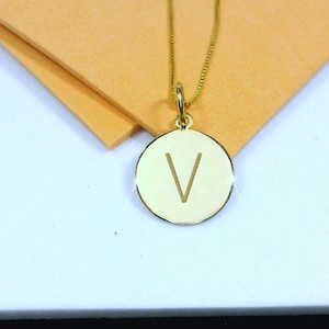 Collar con inicial de oro de 14 k, colgante minimalista en forma de V, joyería con letras de oro personalizadas, regalo único para ella y para uso diario
