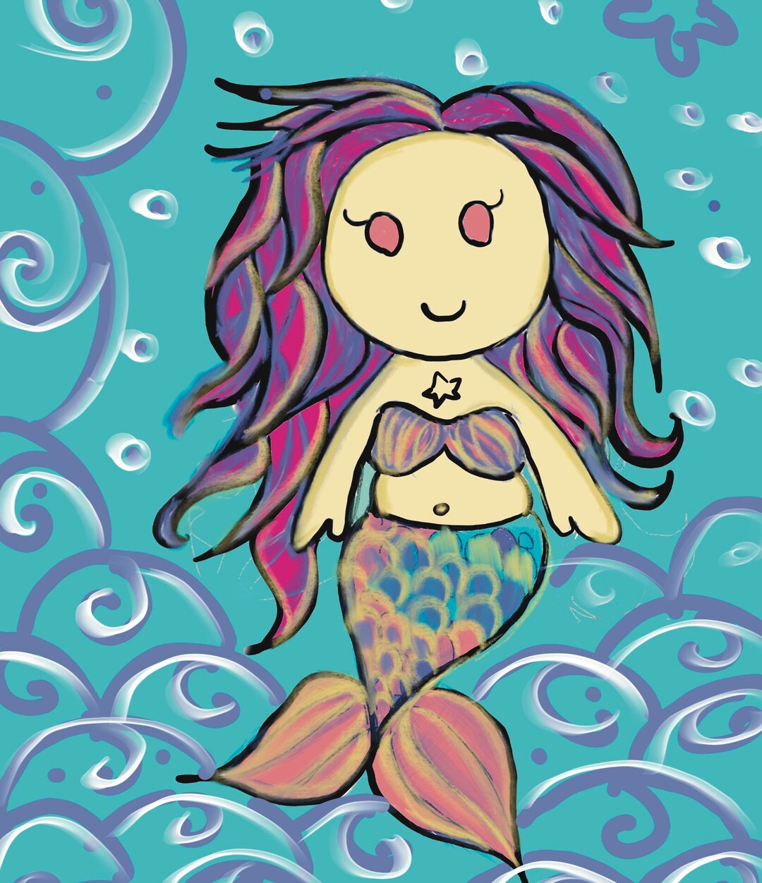 Kawaii Mermaid Art Etsy