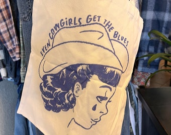 Reusable Canvas Shopping Bag, Even Cowgirls Get the Blues