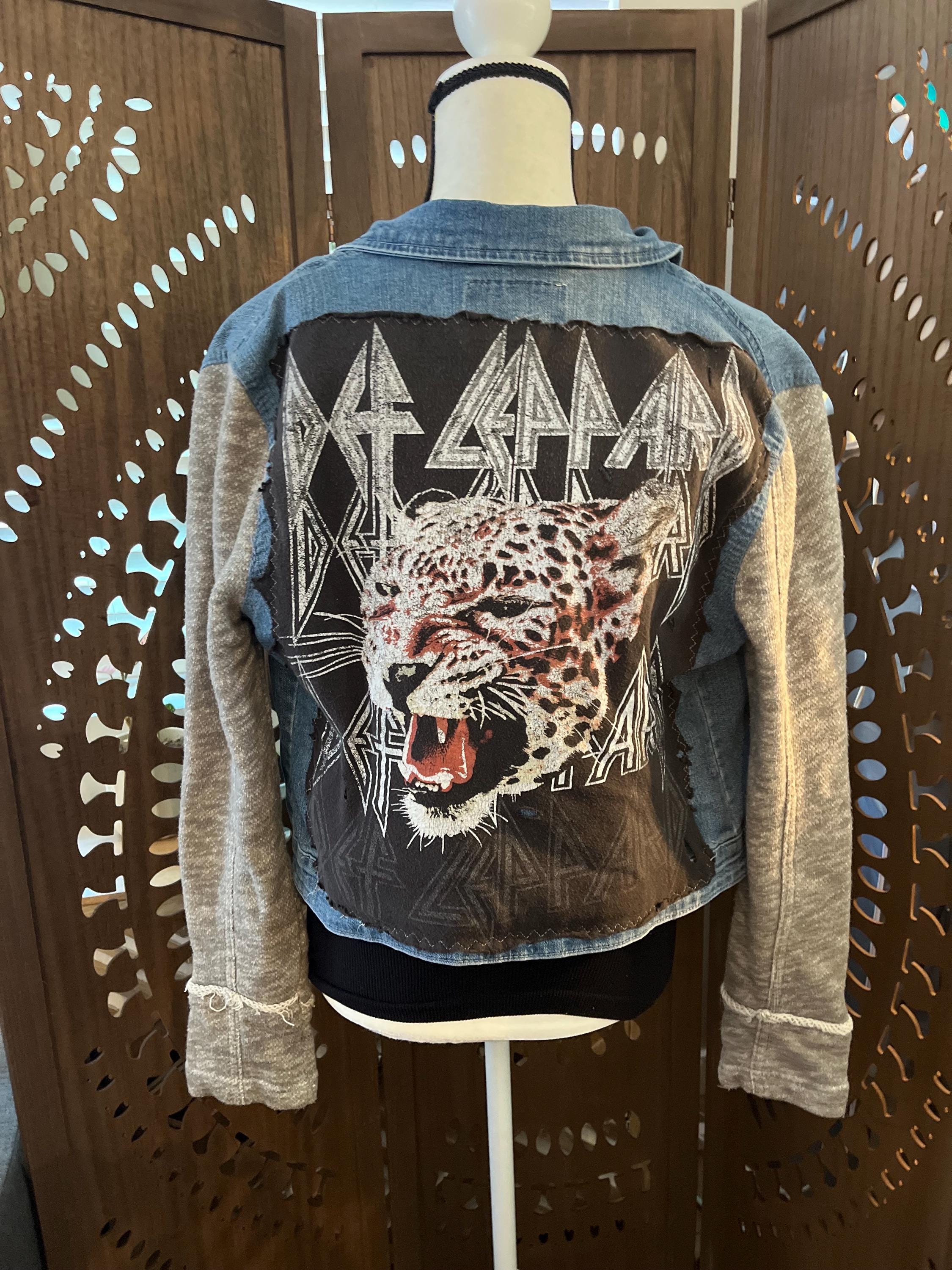 Upcycled Def Leppard Denim Jacket, Medium