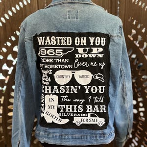 Upcycled Morgan Wallen Songs Denim Jacket, XL