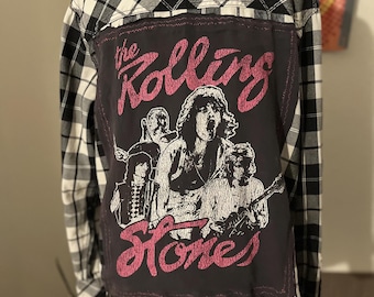 Upcycled Rolling Stones Concert Flannel, Men’s Medium