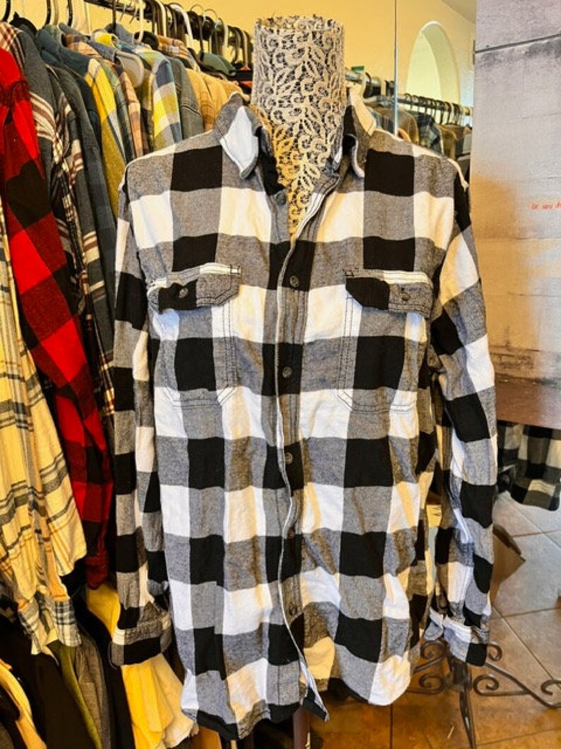 Upcycled Flannel Morgan Wallen Country, Black and White, Men's Large - Etsy