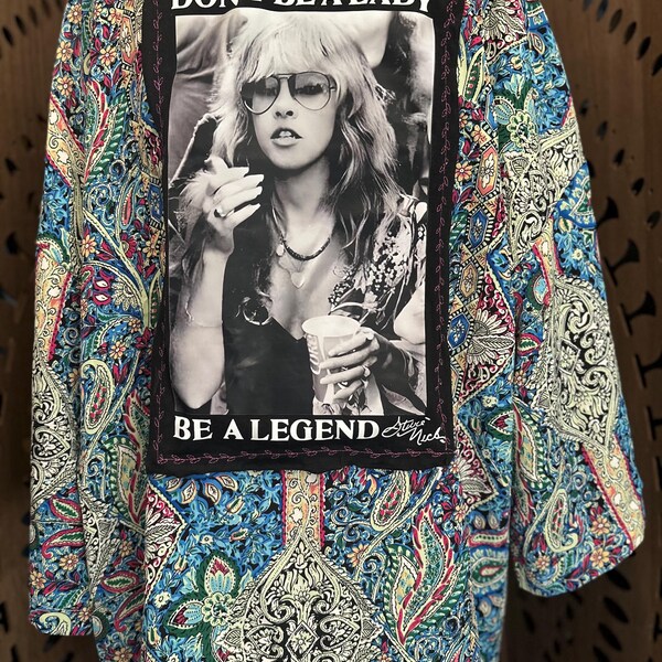 Upcycled Stevie Nicks Be a Legend  Kimono/ Cover Up, Large