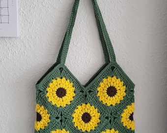 Bolso de girasol tejido a crochet