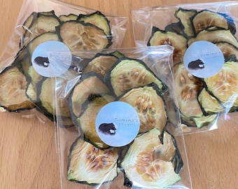 Chips de pepino orgánicos / PRE-HECHOS / Pepino deshidratado / Golosinas para mascotas pequeñas / Golosinas para conejos / Totalmente orgánicos
