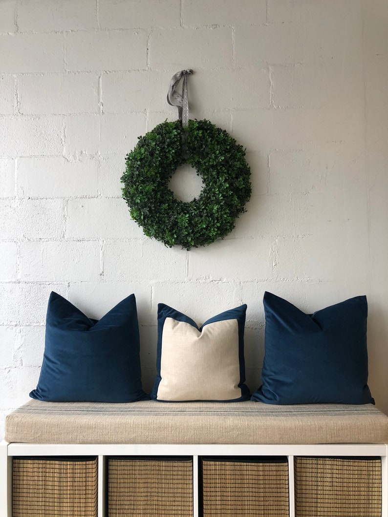 Bench Cushion Cover Linen Weave Sack Stripe French Country Beige Flax