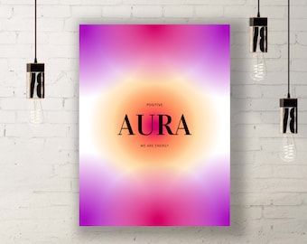 Aura Poster: Retro Gradient Psychedelic Print | 70er Jahre Poster Nostalgie | Positive Affirmation | Ästhetische Drucke Set