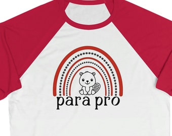 Cute Beaverton Beavers Para Professional Rainbow Design on Bella and Canvas Raglan Unisex 3/4 Sleeve Baseball Tee