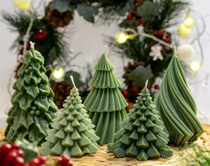 Coffret Bougie Coffret 4 Bougies Parfumées Noël - Lavande, Sapin, Pomme-cannelle, 125g Chacune Bougie Parfumées