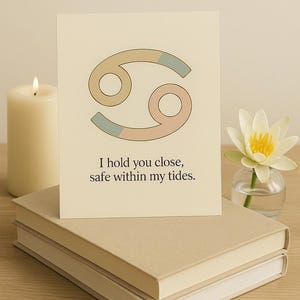 Cancer Zodiac Card: Printable Astrology Art & Story (Digital Download)