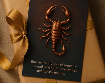 Embossed Copper Scorpio Zodiac Card: Mystical Autumn Birthday (Set of 3)