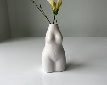 Body female flower vase| White Ceramic Female Form Vases, personalized gift, torso body, Naked body, Gift for her, trendy vase, cute vase