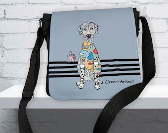 Schultertasche Tiermotiv, lustige Taschen, witzige Geschenke mit im Crazy-Animals Style für Tierliebhaber, Tasche: Motiv Dogge