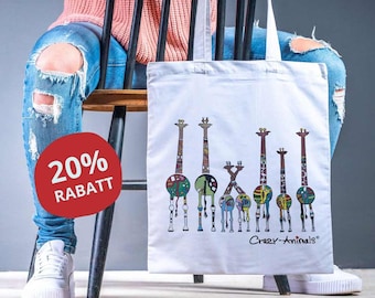 Jute Tasche – Einkaufsbeutel – Jutebeutel witzig – Stoffbeutel Geschenk – Einkaufsbeutel Giraffen – Lustige Jutebeutel - Stofftasche