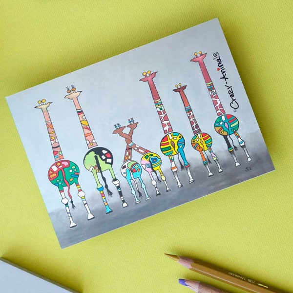 Lustige Postkarten Tiere - Giraffen - Postkarten kaufen - Tierpostkarten - Tierliebhaber - exotische Tiere - lustige Tierbilder