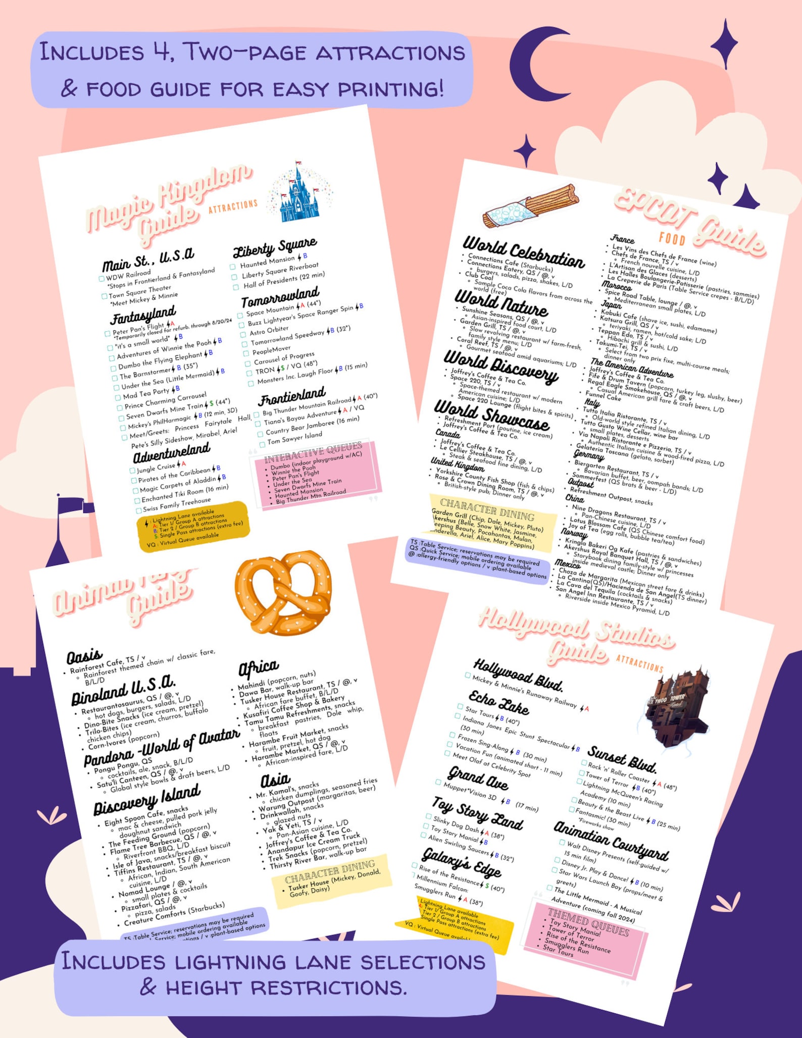 Printable WDW Parks Attractions & Food Guide 2026 (all 4 - Magic ...