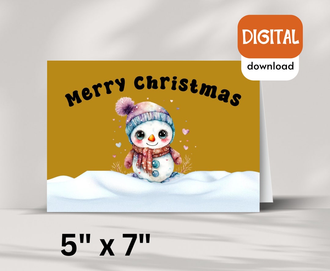 Printable Christmas Card DIGITAL DOWNLOAD Cute Greeting Card - Etsy