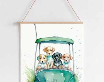 Golf Nursery Decor, PRINTABLE, Puppies Golf, Golf Nursery Wall Art, Baby Boy Nursery Print, Sports Nursery Wall Art