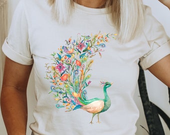 Peacock Tshirt,Bird Shirt,Peacock Tshirt,Feather Shirt,Womens Peacock Shirt,Spring Shirt,Mothers Day Gift,Peacock,Gift For Mom,Gift For Her