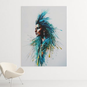 Stunning Tribal Leader, Native American, Digital Art, Digital Wall Mural, Wall Art, Trendy Wall Mural