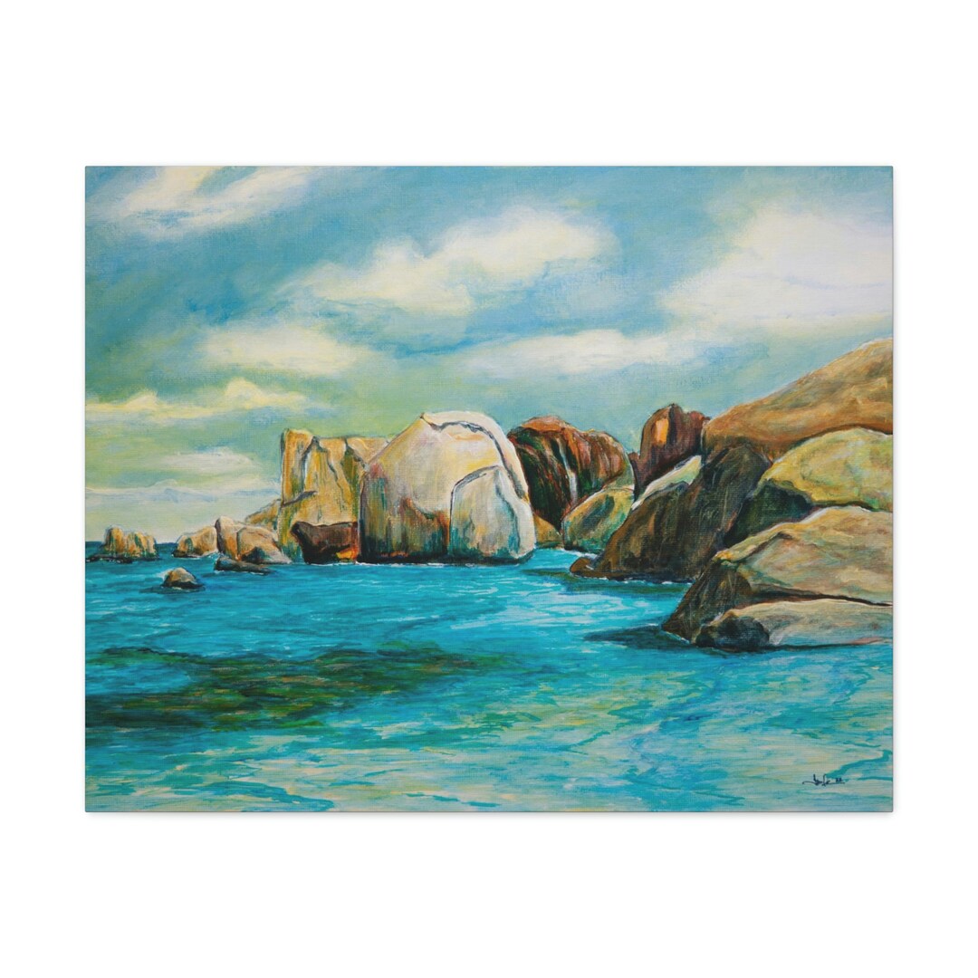 The Baths at Virgin Gorda 2, Beautiful Virgin Gorda Print on Stretched