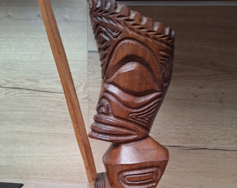 Tiki crowned in Oceanian rosewood, with very beautiful veining – Tahiti – Polynesia – Bora Bora