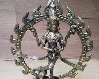 Messingstatuette, indischer Gott Shiva Nataraja, tanzend stehend, Hindu-Gottheit, Asien, Indien