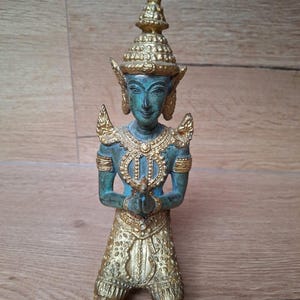 Bronzestatuette eines thailändischen Tempelwächters, Asien