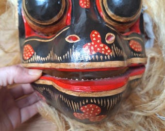 Large Ancient Godogan Mask, Javanese Wayang Topeng Frog Prince