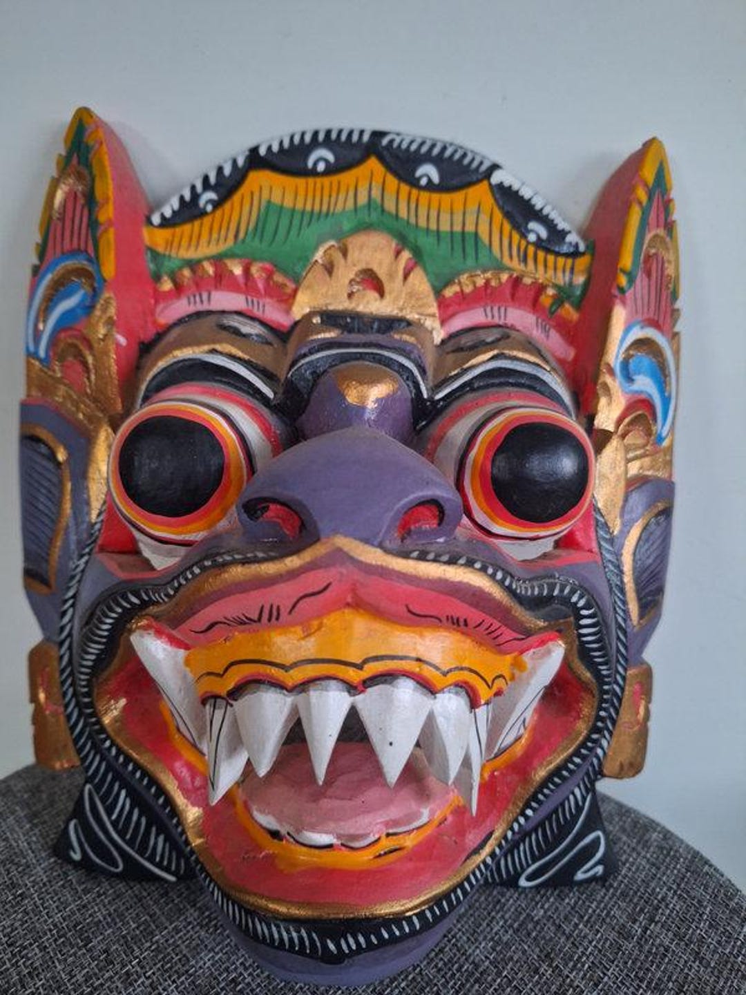 Balinese Barong Mask in Carved Wood, Indonesia, Traditional Hand-carved ...