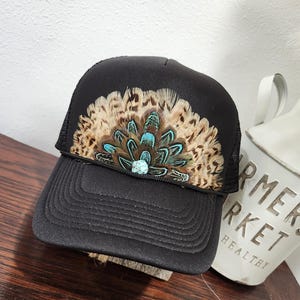 Feather Crown Trucker Hat Feather Western Trucker Hat