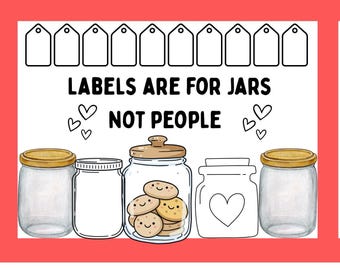Mental Health Printable Bulletin Board, Self Care, Jar Labels (A4 PDF)