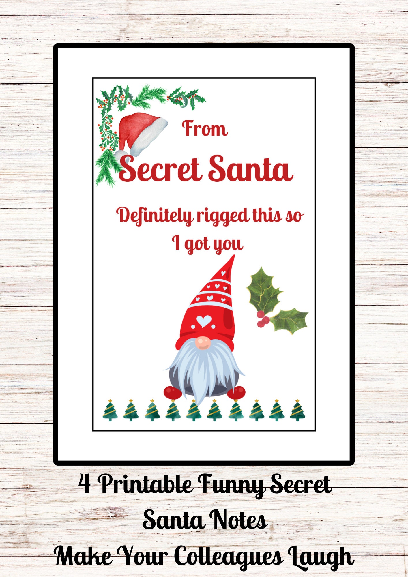 Secret Santa Notes, Funny Secret Santa Printable Notes, 4 Secret Santa Gift for Work Colleague