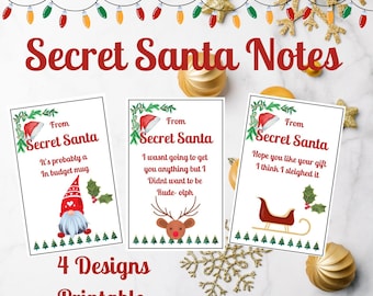 Secret Santa Notes, Funny Secret Santa Printable Notes, 4 Secret Santa Gift For Work Colleague, Secret Santa Gift, Gift For Teachers