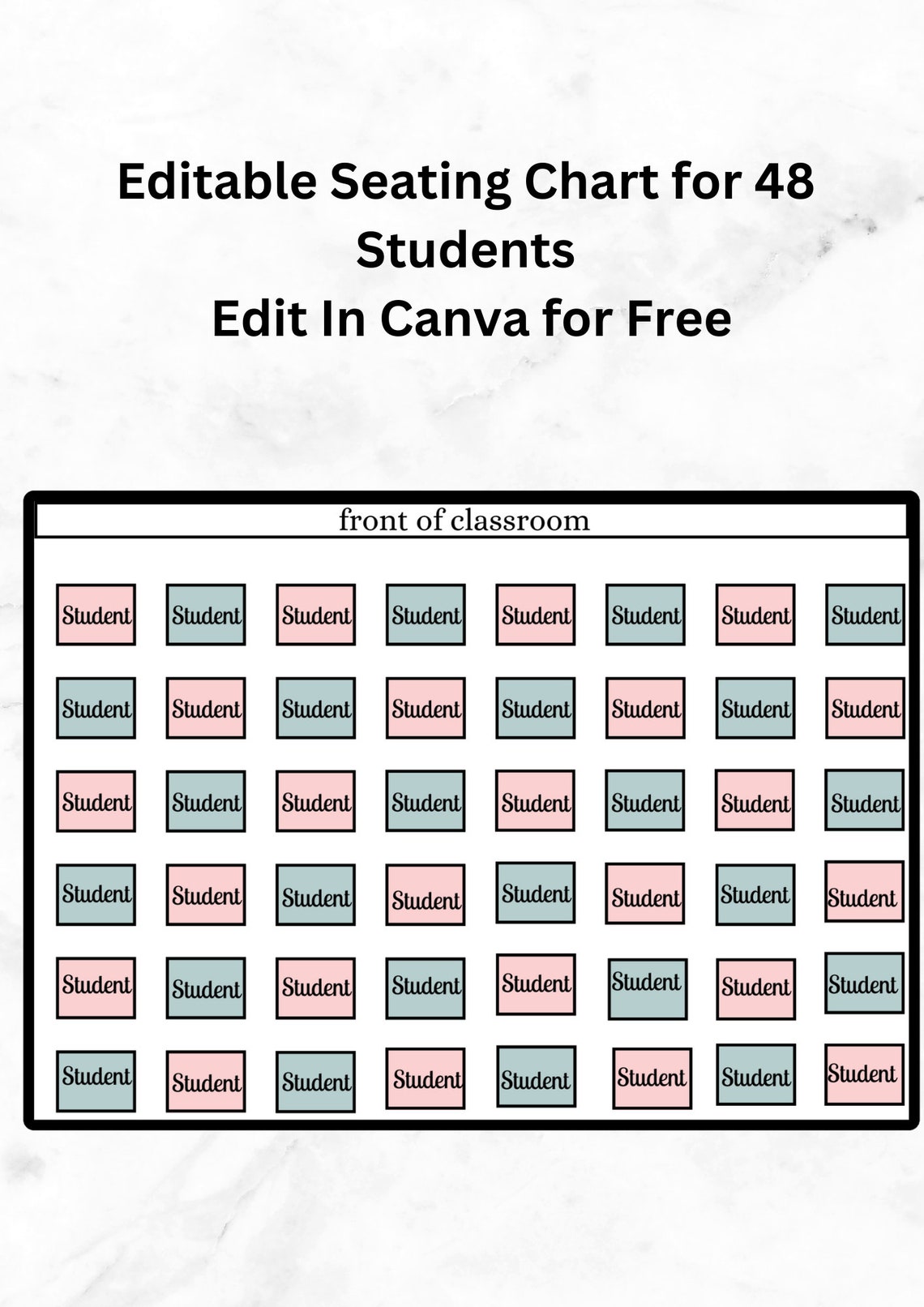 Classroom Seating Chart Template, Editable Seating Chart, Teacher