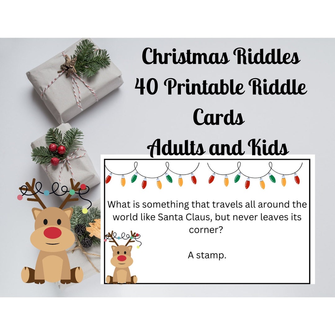 Christmas Riddles Printable, Christmas Party Game, 40 Christmas Riddles ...