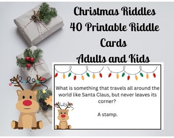 Christmas Riddles Printable, Christmas Party Game, 40 Christmas Riddles, Christmas Trivia Printable, Christmas Games For Adults And Kids