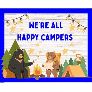 Happy Campers Bulletin Board Printable, Camping Bulletin Board, Bear Bulletin Board, Summer Bulletin Board, Camping Bulletin Board